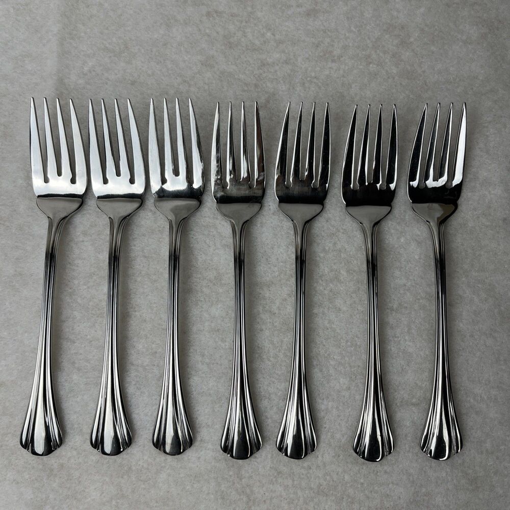 Lot Of 7 Pfaltzgraff MARGATE Dessert Salad Forks Stainless Flatware